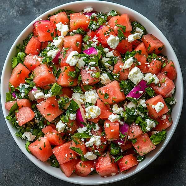 watermelon feta salad complete