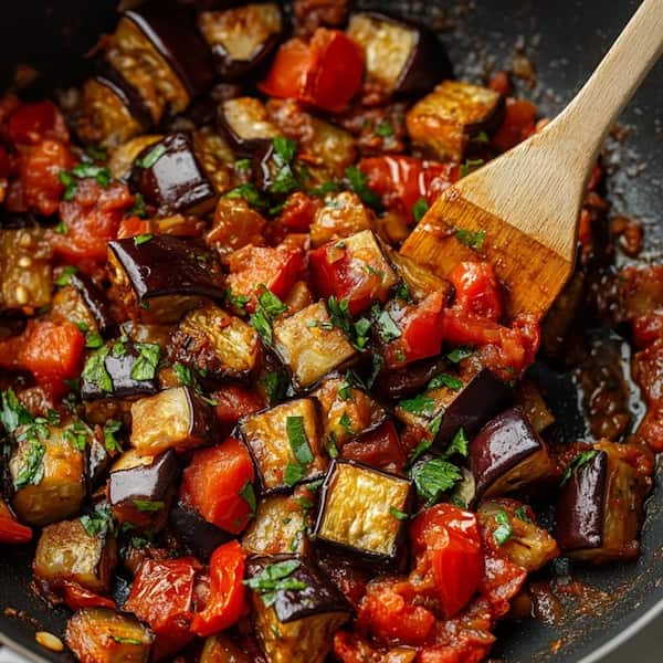 eggplant caponata cooking