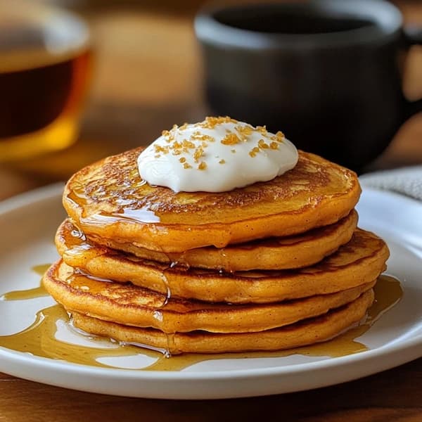 sweet potato pancakes served