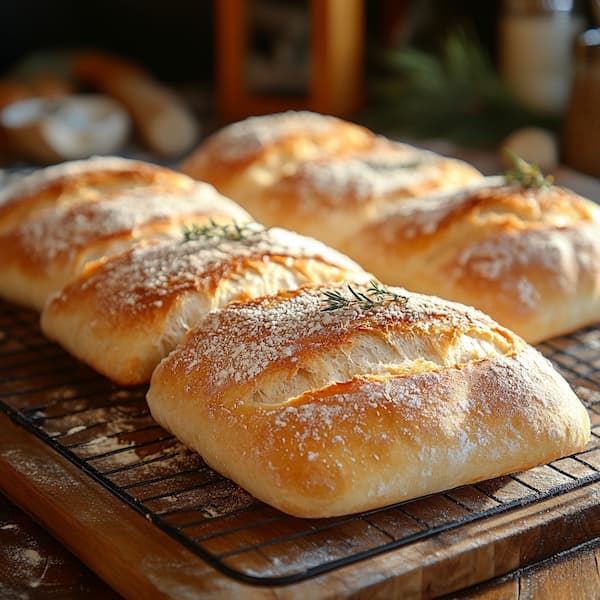 ciabatta bread baked