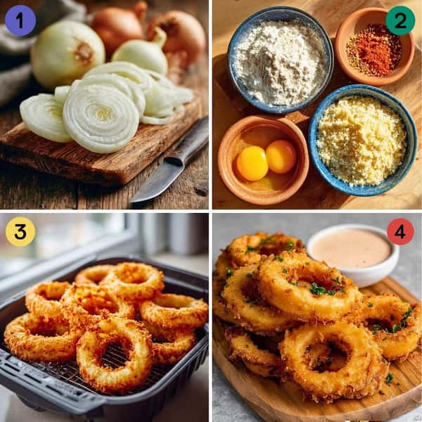 air fryer onion rings step by step