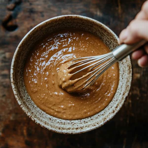 peanut sauce whisking