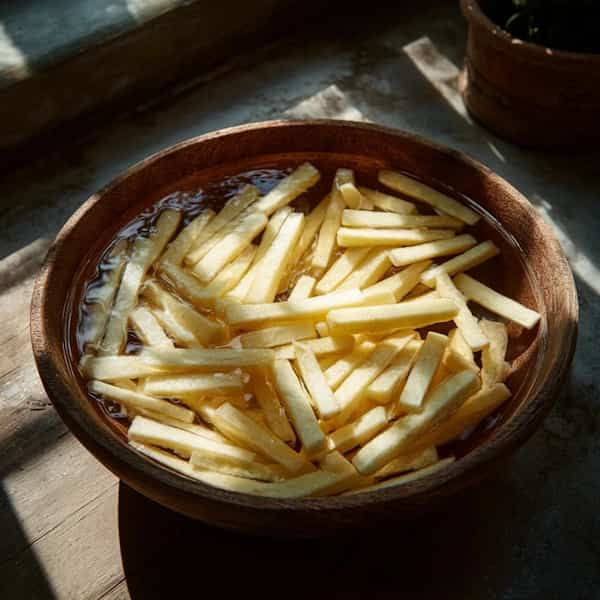 potatoes soaking in the water