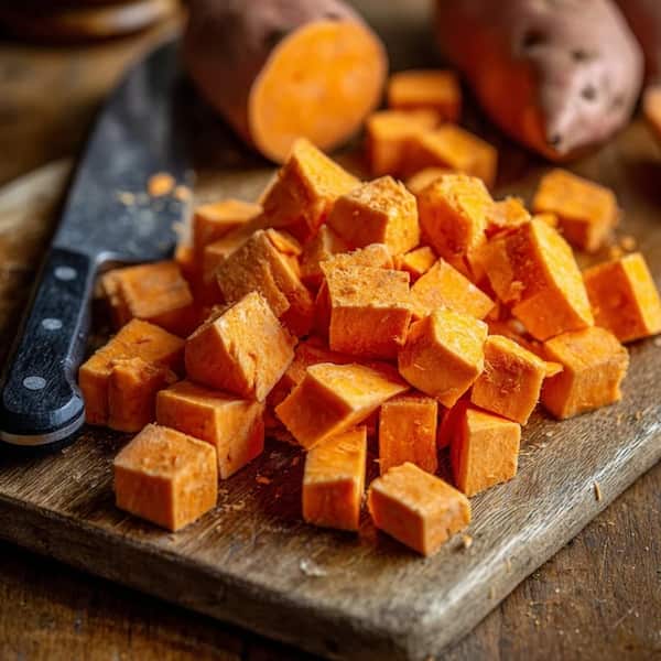 cut sweet potatoes
