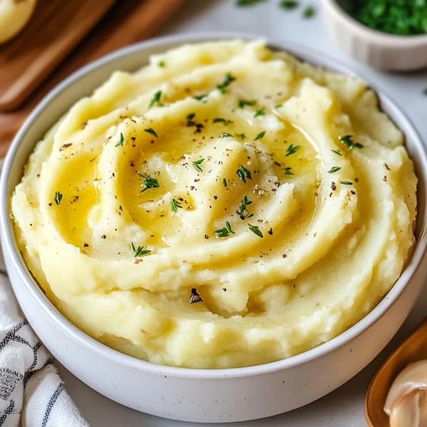 garlic mashed potatoes served