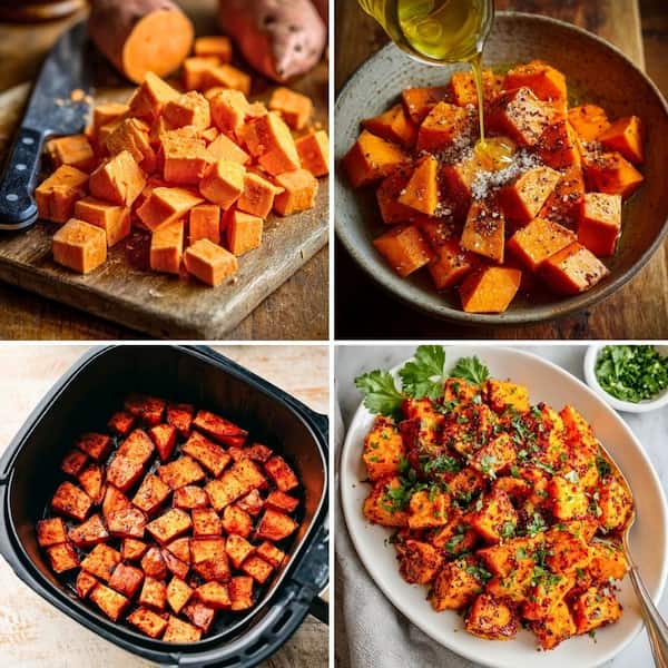 air fryer sweet potatoes step by step recipe