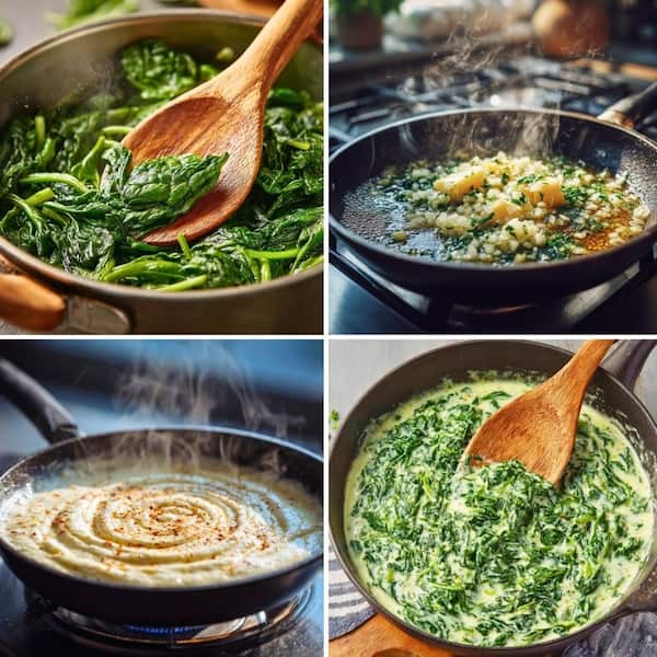 creamed spinach step by step