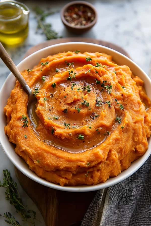 mashed sweet potatoes served