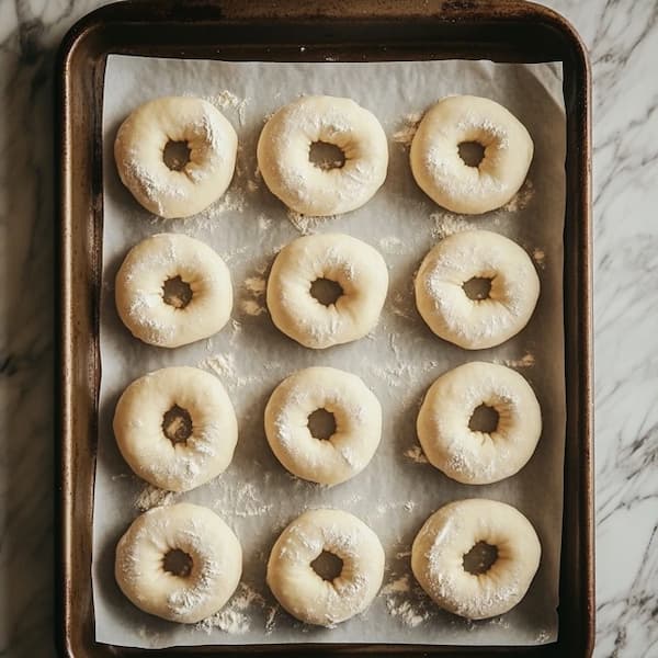 bagels on the baking sheet