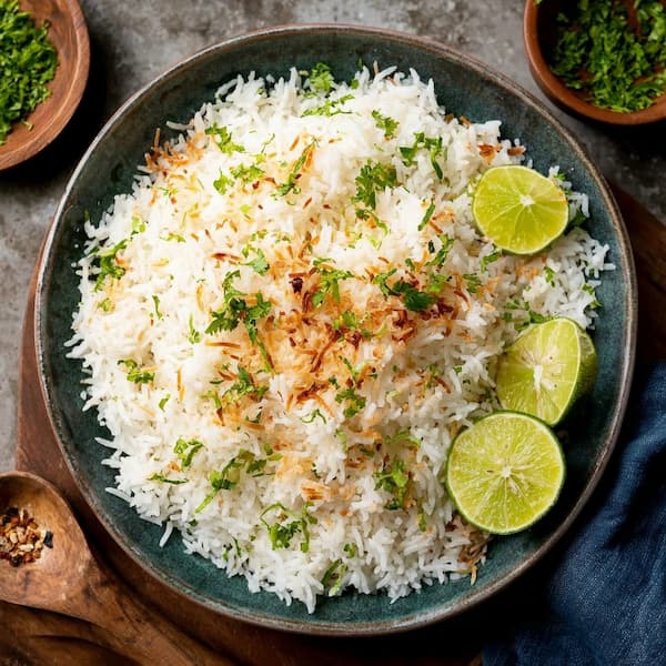coconut rice served
