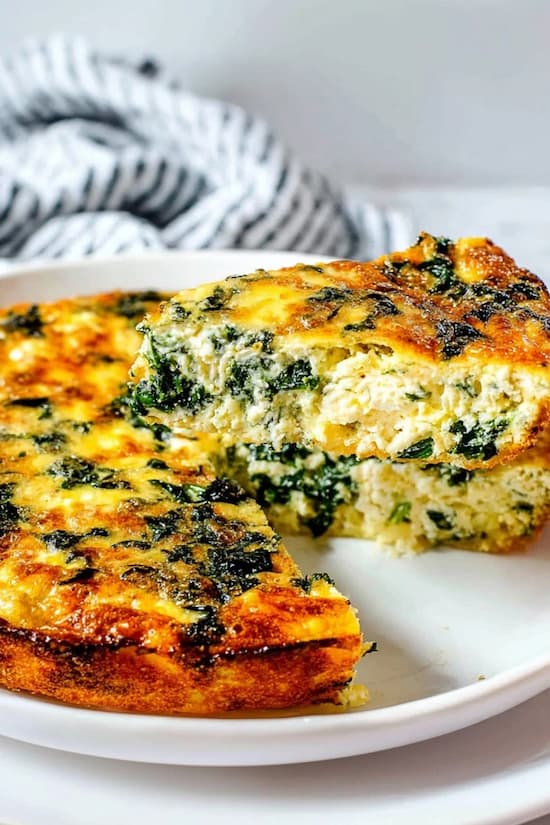 easy crustless quiche with spinach and cottage cheese
