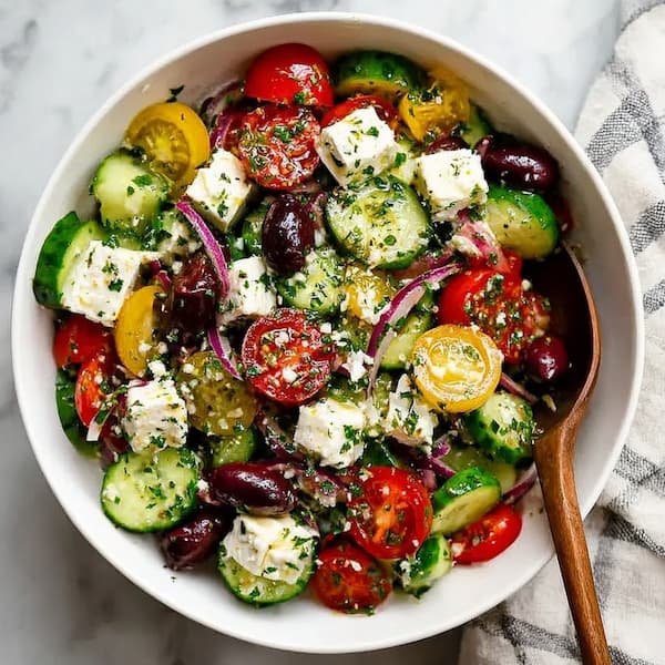 greek salad recipe served
