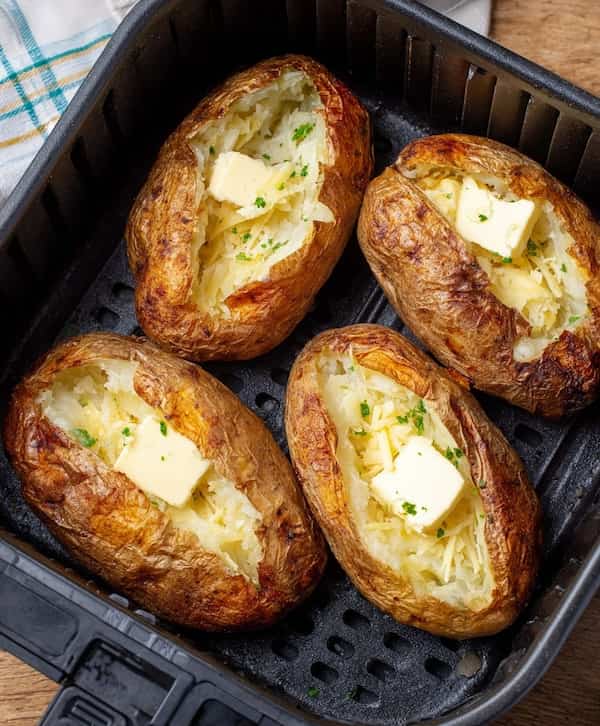air fryer baked potatoes baking
