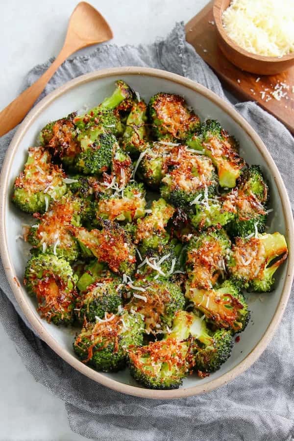 smashed broccoli with parmesan