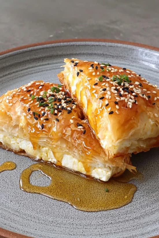 baked feta in filo with honey recipe