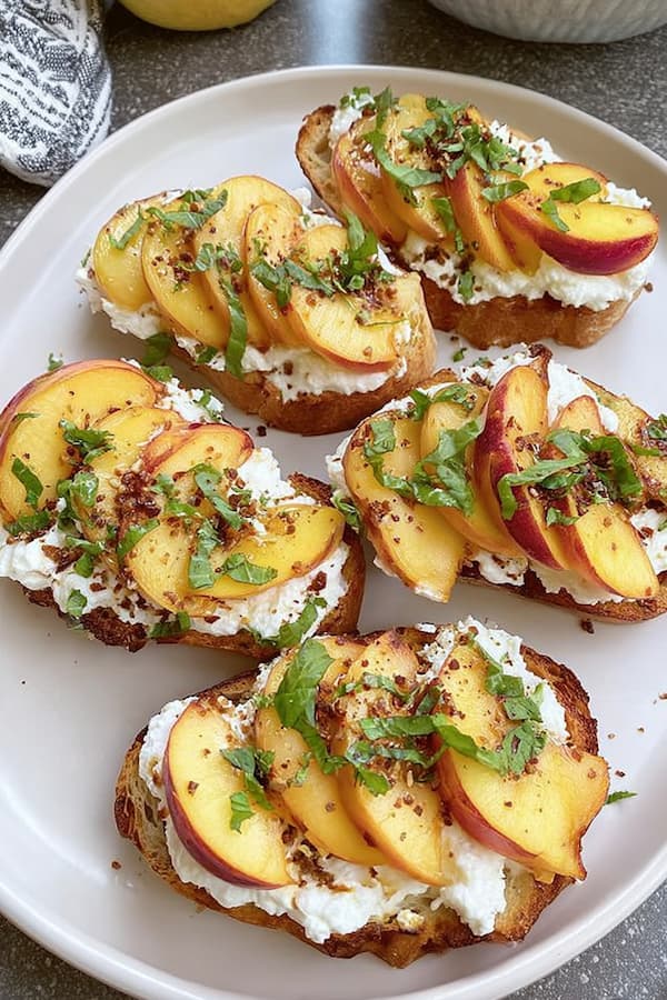 peach and ricotta toast