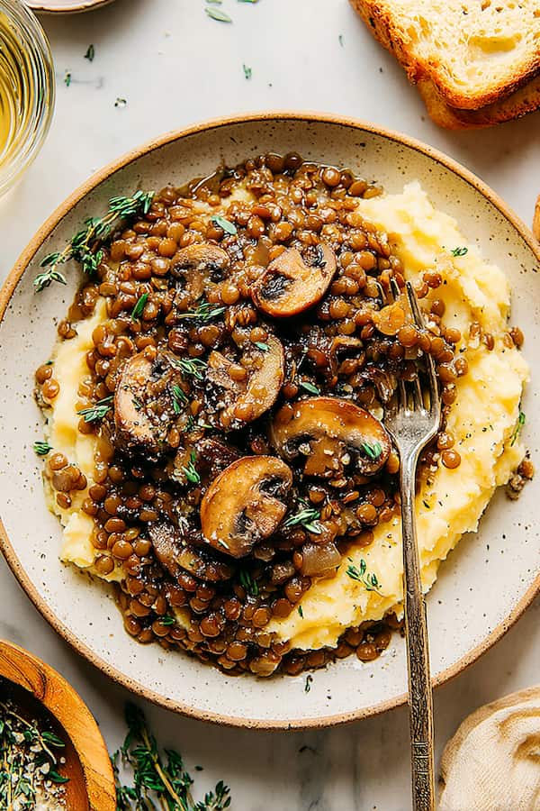 garlic mushroom lentils